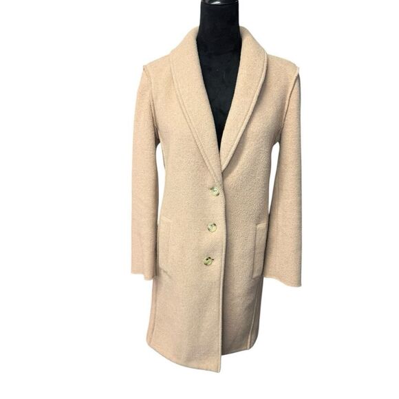 J.Crew Wool Blend Shawl Collar Coat Camel Beige Size 4 Elegant Classic - Picture 5 of 14